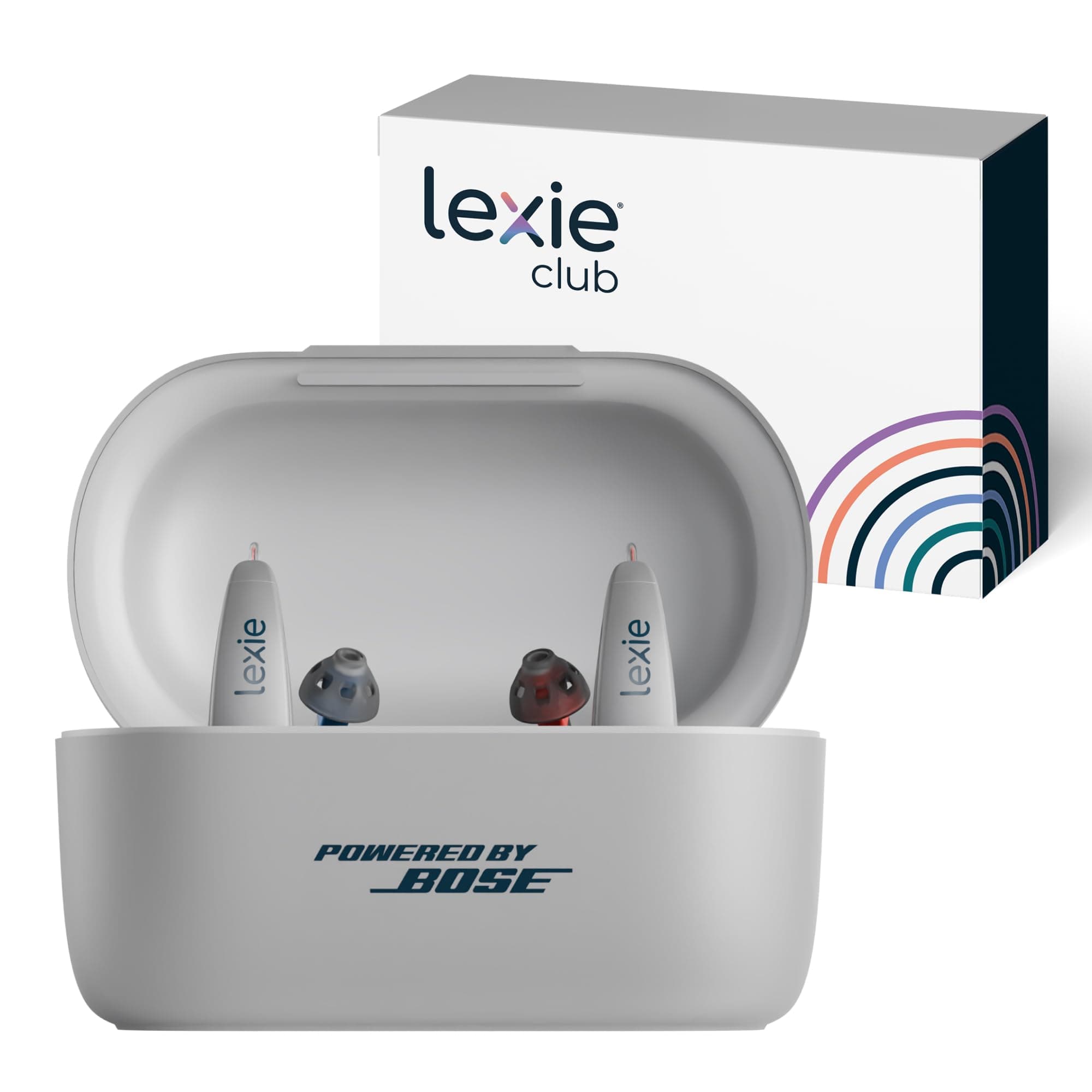 Lexie B2 Plus Hearing Aids Powered by Bose + Free 6-Month Lexie Club Subscription – Rechargeable, Rechargeable Case, App-Controlled, Self-Fit, Noise Reduction, Bluetooth® for Calls & Streaming (Gray)