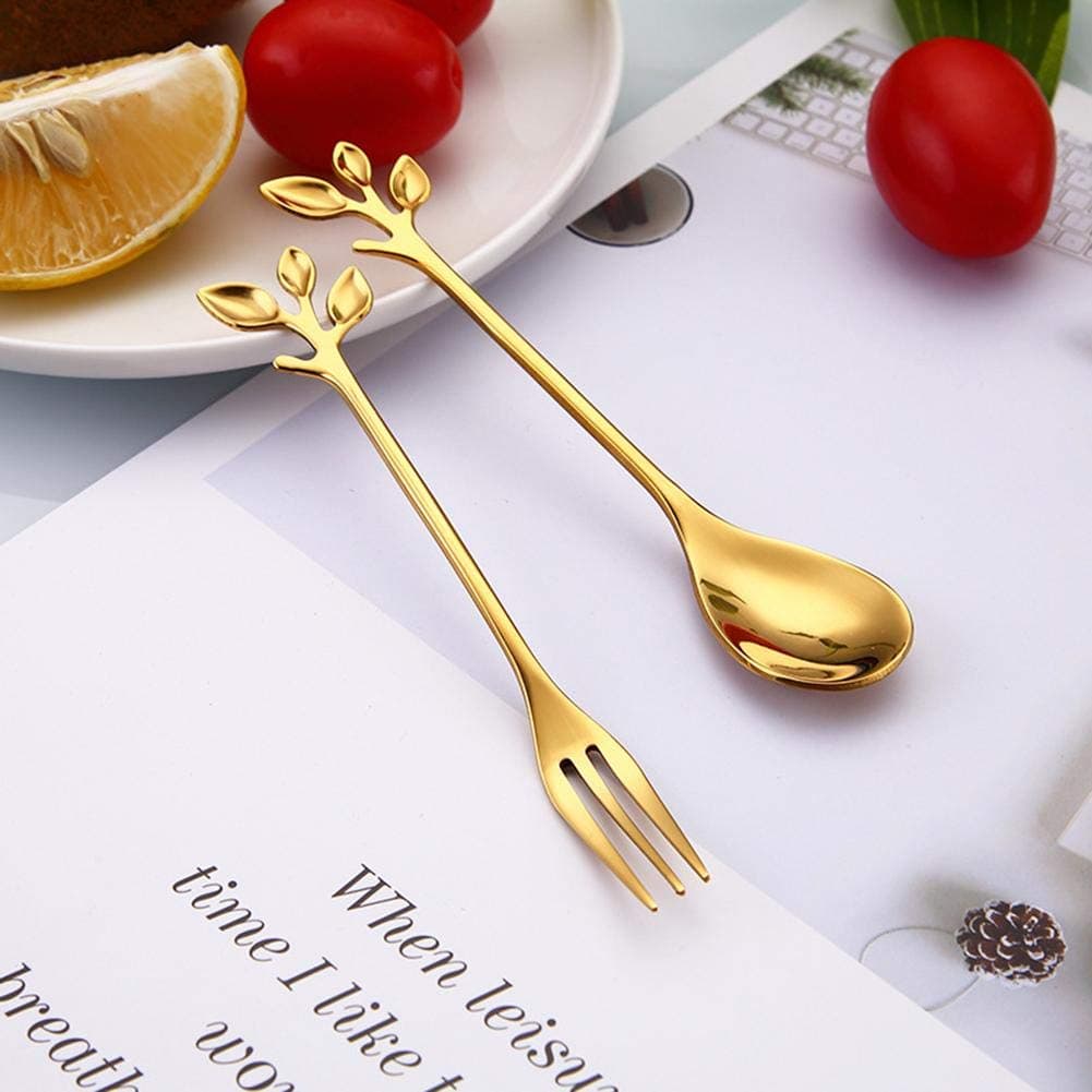 Golden Spoon Set/Coffee Spoon/Dessert Spoon/Cutlery Kitchen Tableware 4.7 Inches Stainless Steel, (Hc_Spoon_Gold_1)
