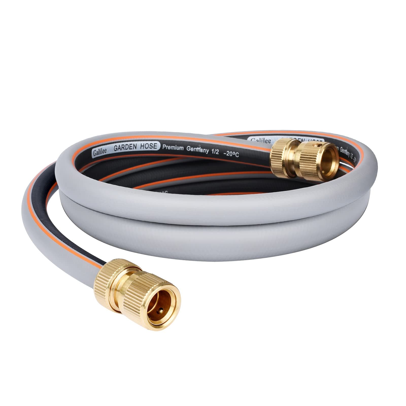 Abimars Garden Hose Extension Kit - 1/2'' Hose Pipe with 2 Brass Connectors, 1m Extension to Connect Hose Reel to Tap