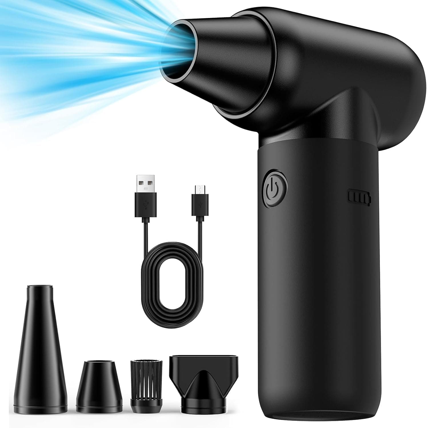 Compressed Air Duster -3 Speed 180000RPM Electric Air Duster Deep Cleaning Keyboard and Adjustable Rechargeable Cordless Dry Jet Blower for Home and Car