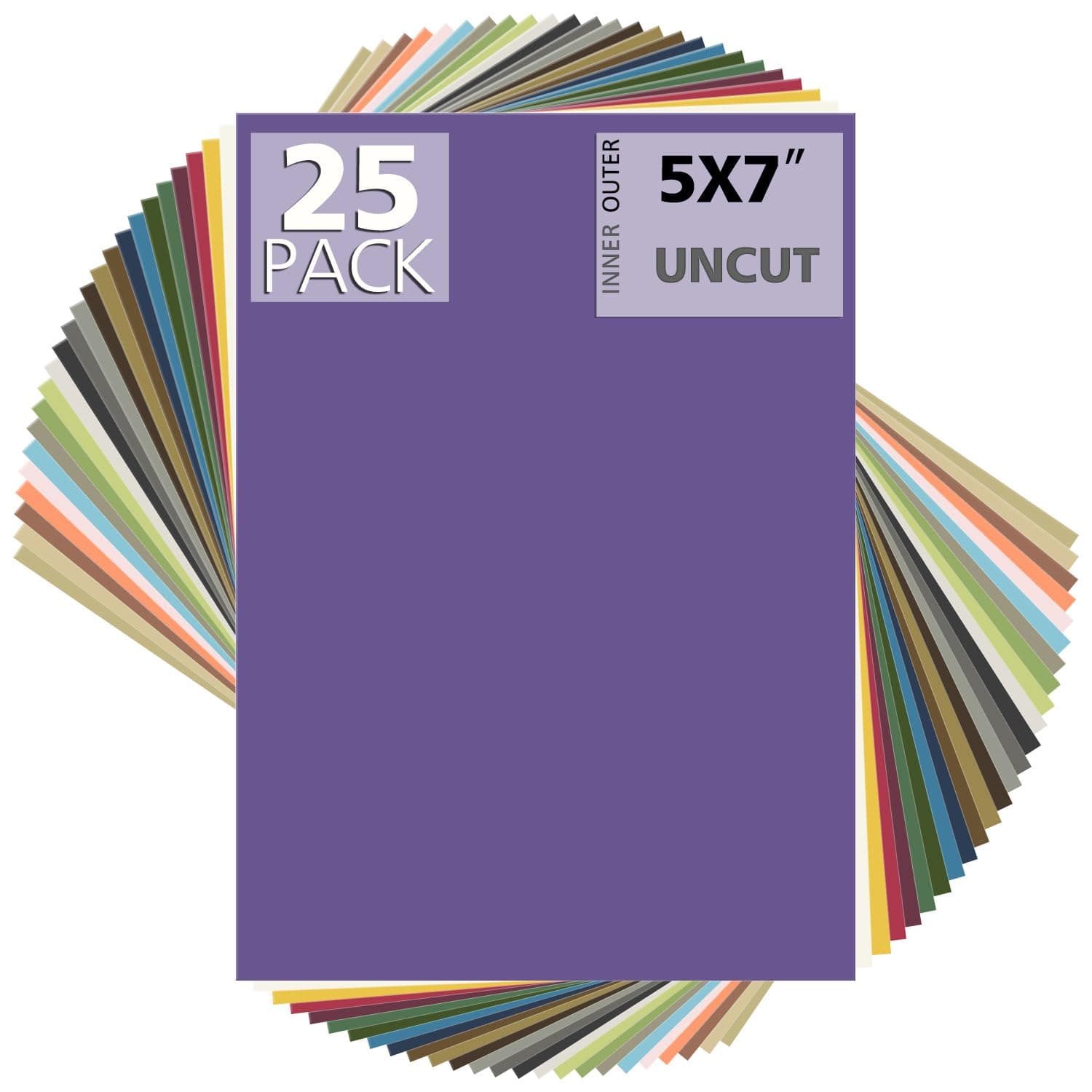 MBC MAT BOARD CENTERPack of 25 5X7 Uncut s - Assorted Colors - White Core - for Frames, Pictures, Photos, Crafts