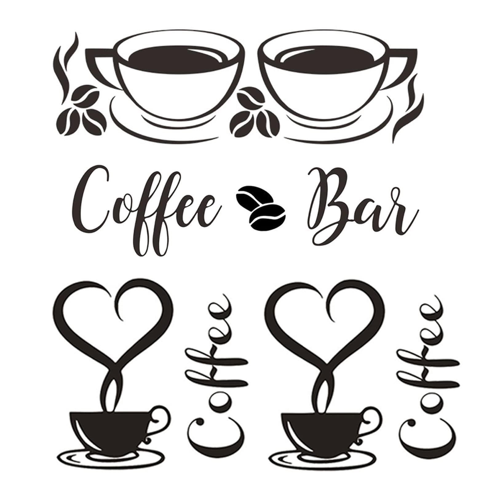 3 PCS Coffee Signs Wall Decor Sticker for Coffee Bar Kitchen Removable DIY Vinyl Decal Wallpaper for Restaurant Kitchen Home Office Shop Hotel Decoration