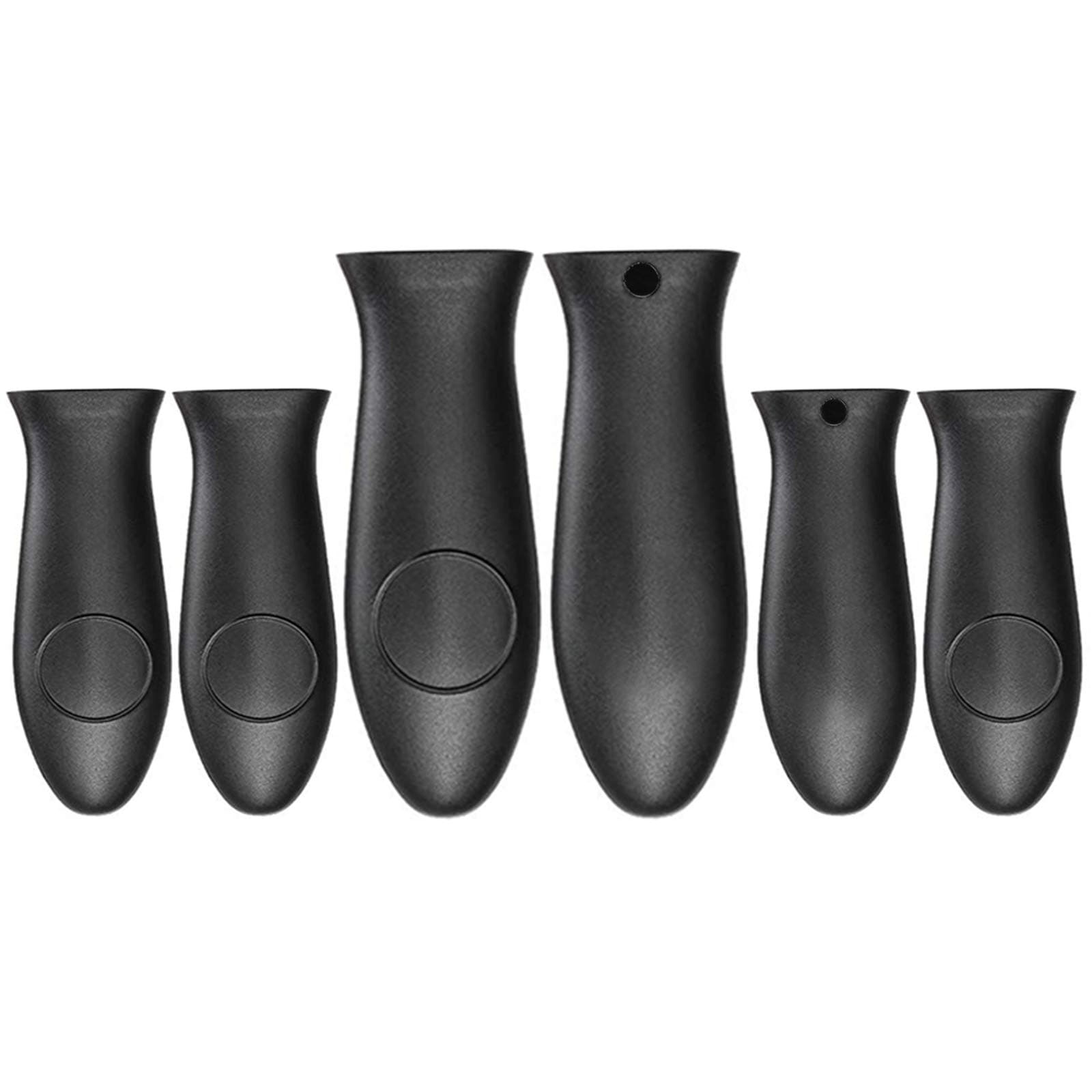 Silicone Hot Handle Holder Small Cast Iron Handle Cover Skillet Handle Cover Griddle Cover Cookware Handles Cover For Frying Pans & Griddles Sleeve Grip Handle Cover Small & Large Black 6 Pcs