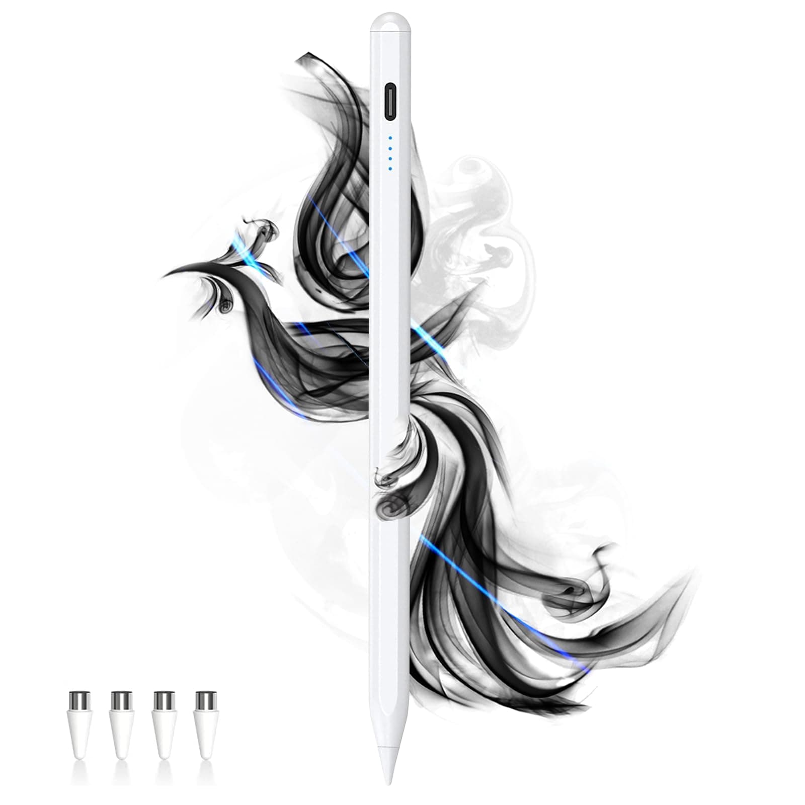 Stylus Pens for Touch Screens Power-Display Tablet Pen POM Tip Magnetic Digital Touch Pen Compatible with iPhone/iPad/iPad Pro/Lenovo/and Other iOS/Android Smartphone and Tablet Devices (White)