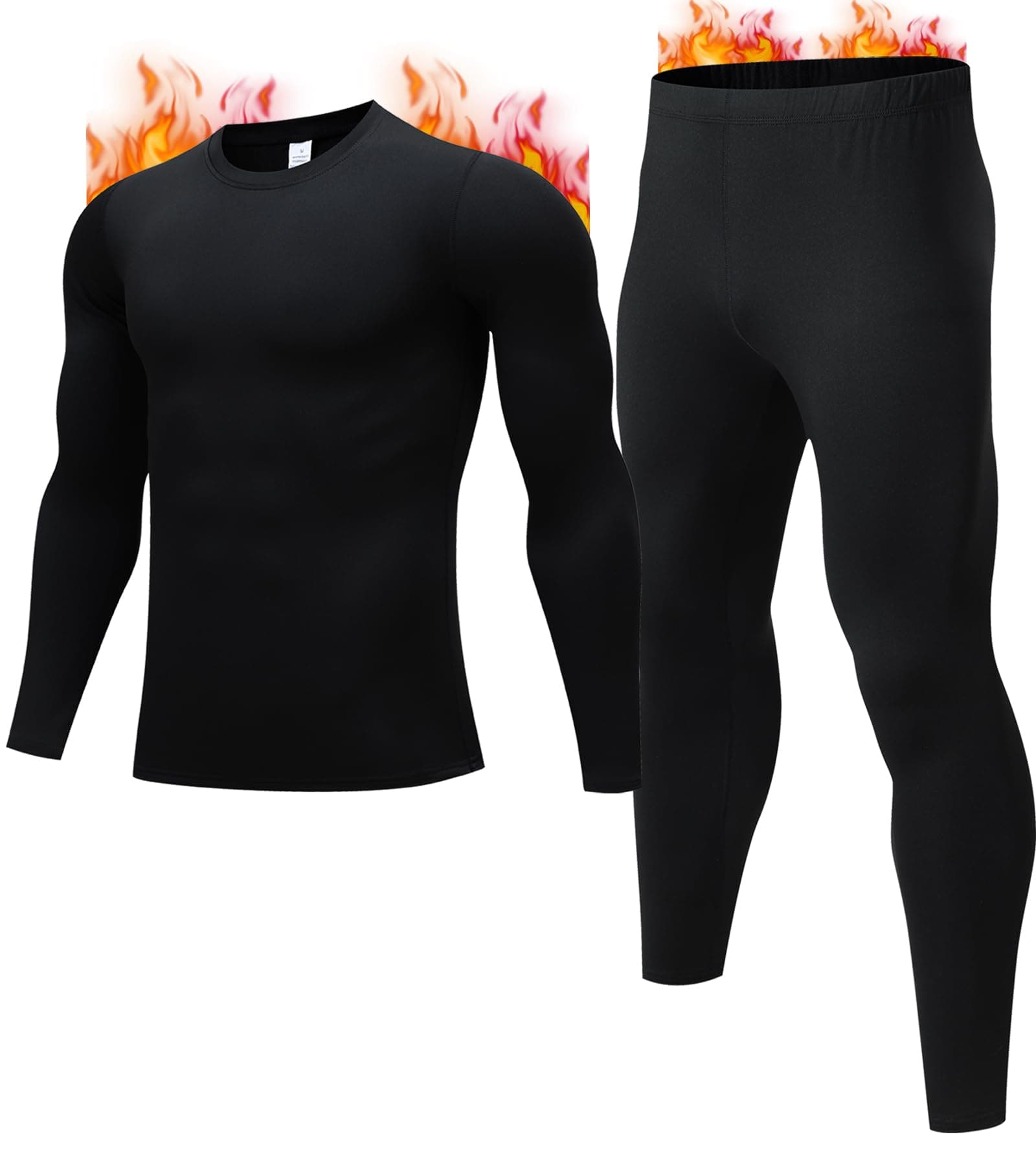 Men's Thermal Underwear Set, Winter Base Top & Bottom Layer, Long Johns for Men