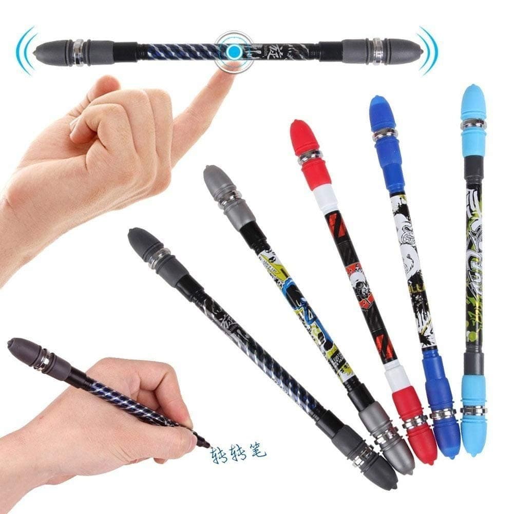 22cm Cap Capped Spinning Ballpoint Pen for Students, Finger Rotate Playing Writting Pen - Blue Ink 0.5mm