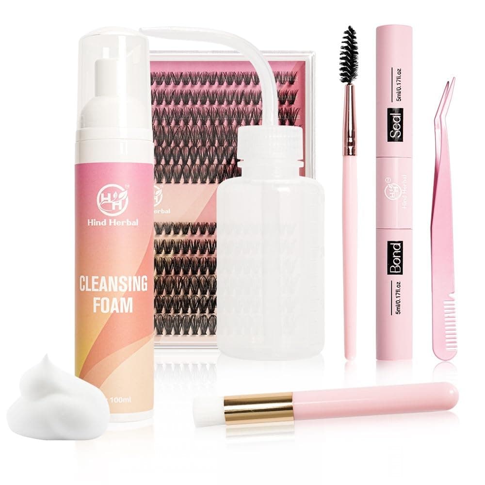 Lash Clusters kit 240 pcs 9 to15 mm DIY 30D/40D eyelash extension kit with Lash Shampoo, Rinse Bottle, Lash Bond, Seal, Lash Tweezers, Soft Cleaning Brush & Spiral Brush