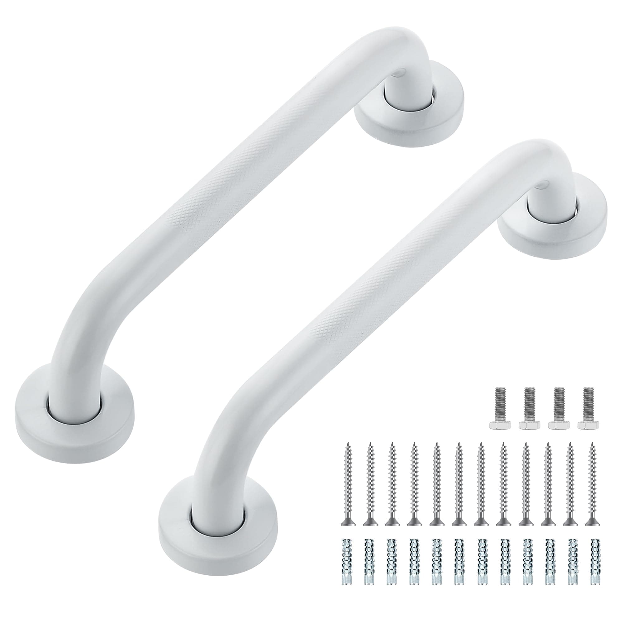 Grab Bars for Shower, 2 Pack 12-Inch Anti Slip Shower Handles for Elderly, Safety Shower Grab Bar, Stainless Steel Handicap Grab Bars for Bathroom (White 1" Diameter)