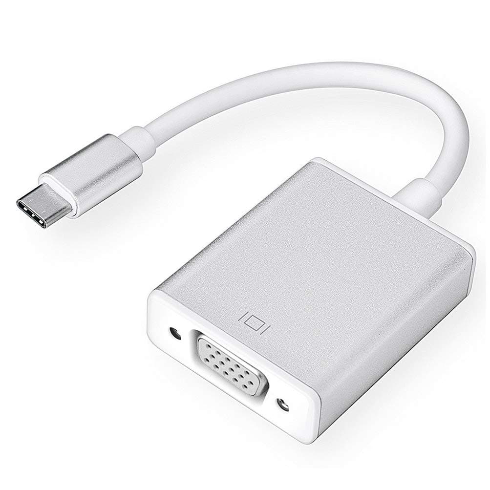 USB-C to VGA Adapter, USB 3.1 Type C (Thunderbolt 3) to VGA Converter Compatible with MacBook Pro, MacBook, MacBook Air 2018, Dell XPS 13/15, Surface Book 2 and More (Silver)