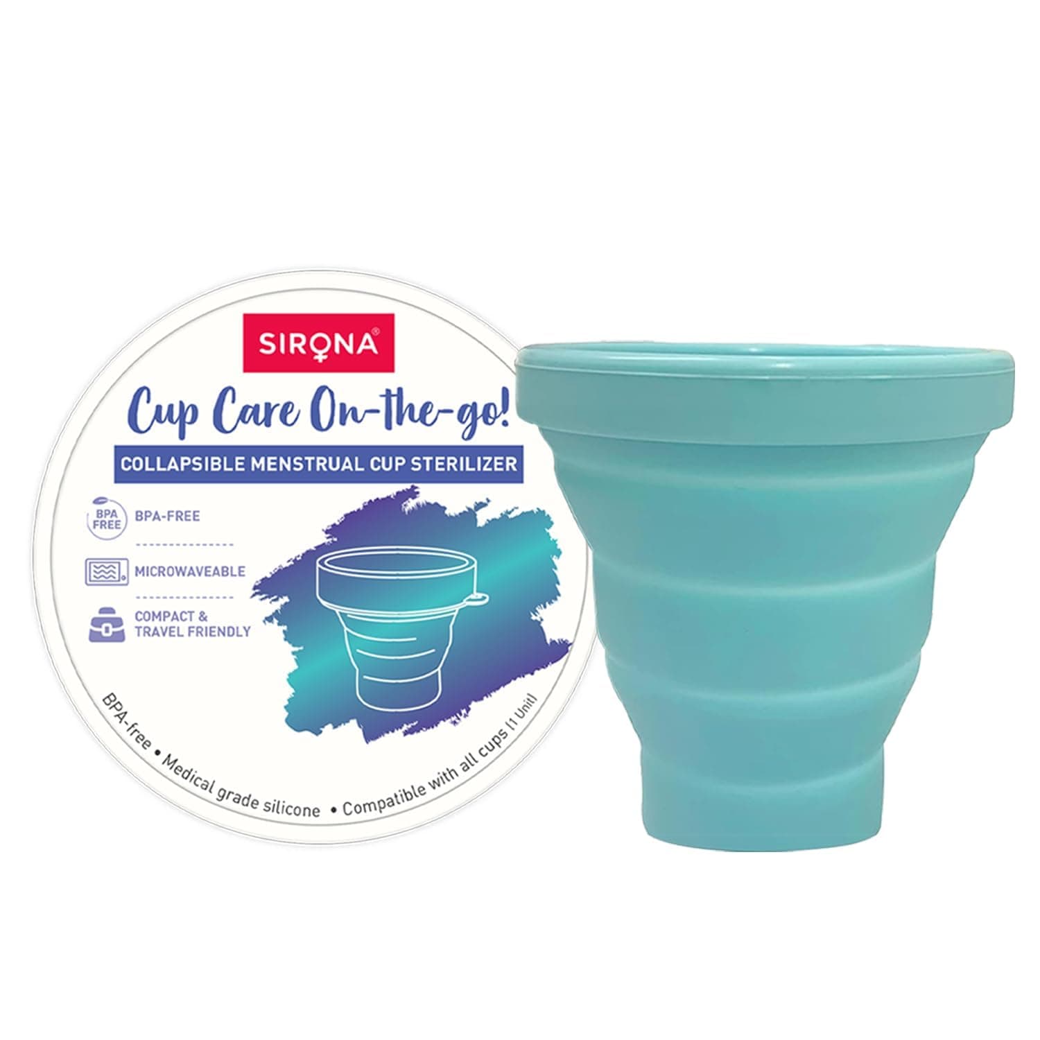- Collapsible Microwave-Safe Menstrual Cup Sterilizer - Pack of 1 | 100% Medical-Grade Silicone & BPA-Free | Quick Steam Cleaning | Reusable, Portable & Travel-Friendly | Easy to Store