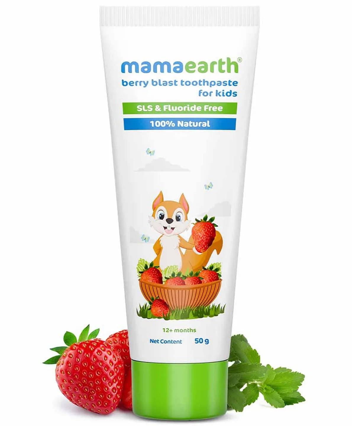 100% Natural Berry Blast Kids Toothpaste 50 Gm, Fluoride Free, SLS Free, No Artificial Flavours, Best for Baby
