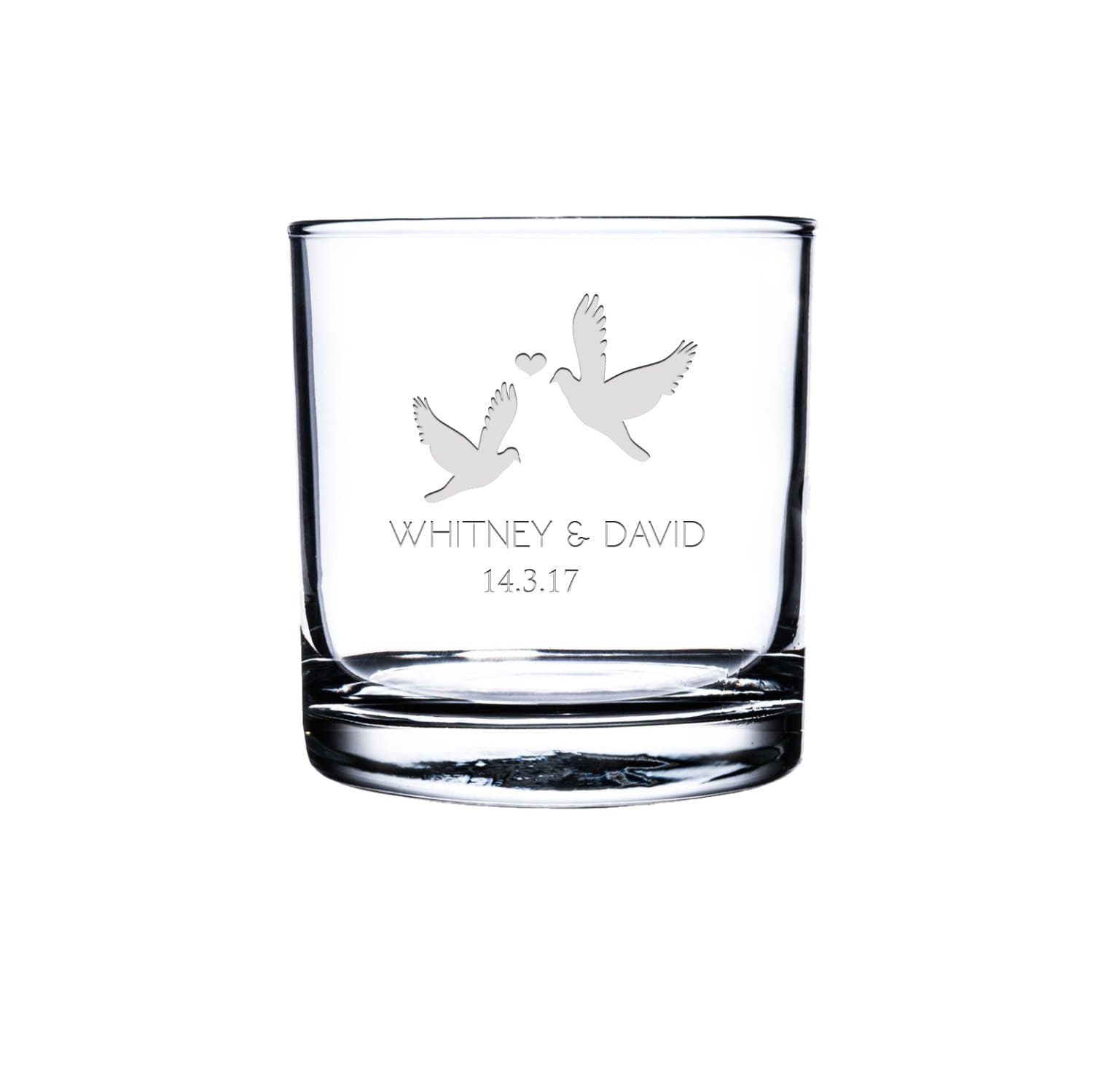 Customized Etched His & Her Scotch Glass - Personalized Rocks & Bourbon Glass, Whiskey Snifter - 2 Engraved Initials