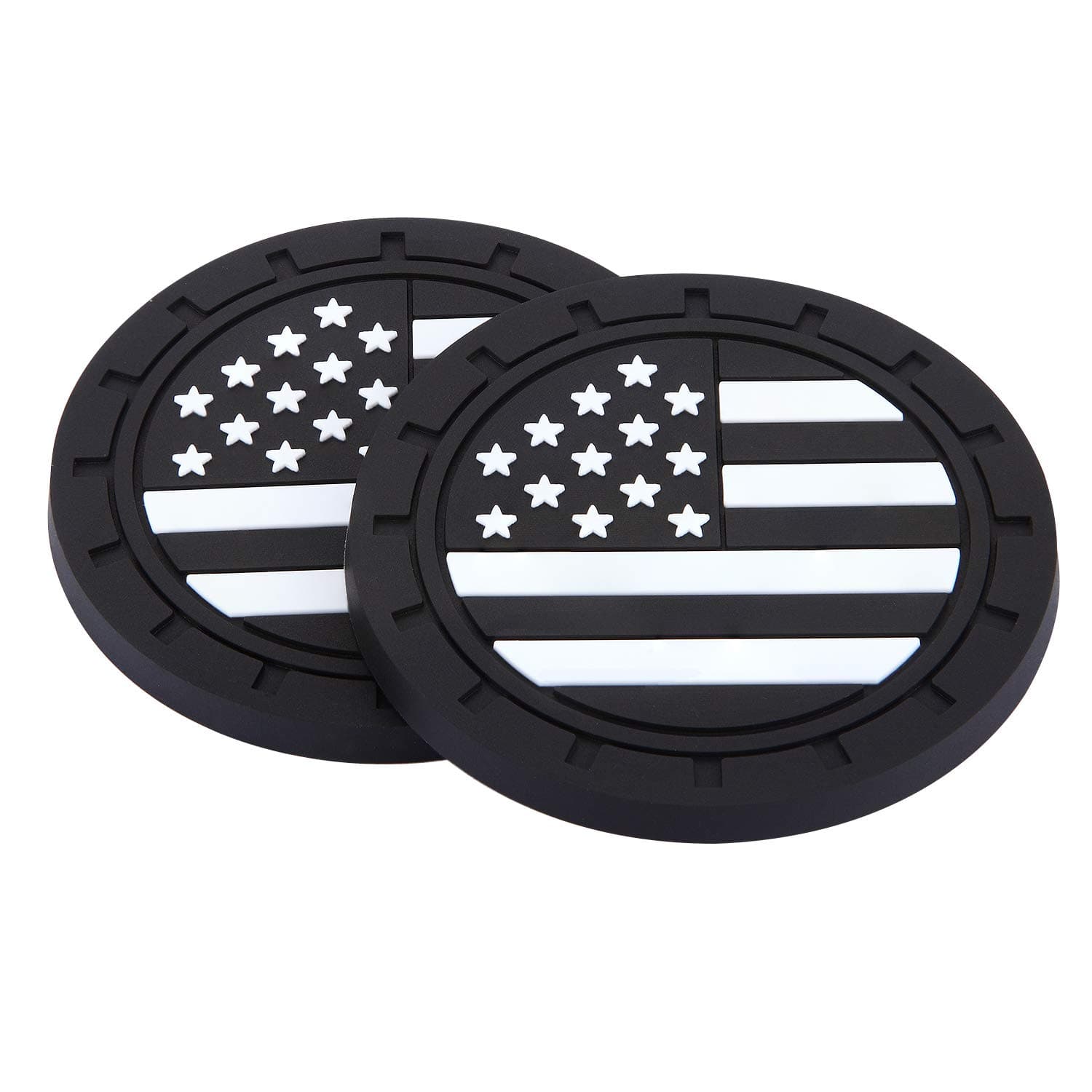 Black American Flag US Flag Cup Holders Insert Coaster - Automotive Accessories for Acura Audi VW Honda Toyota KIA BMW Lexus Jeep Dodge Benz Volvo Chevrolet Nissan Ford (2.75" Diameter-2PCS)