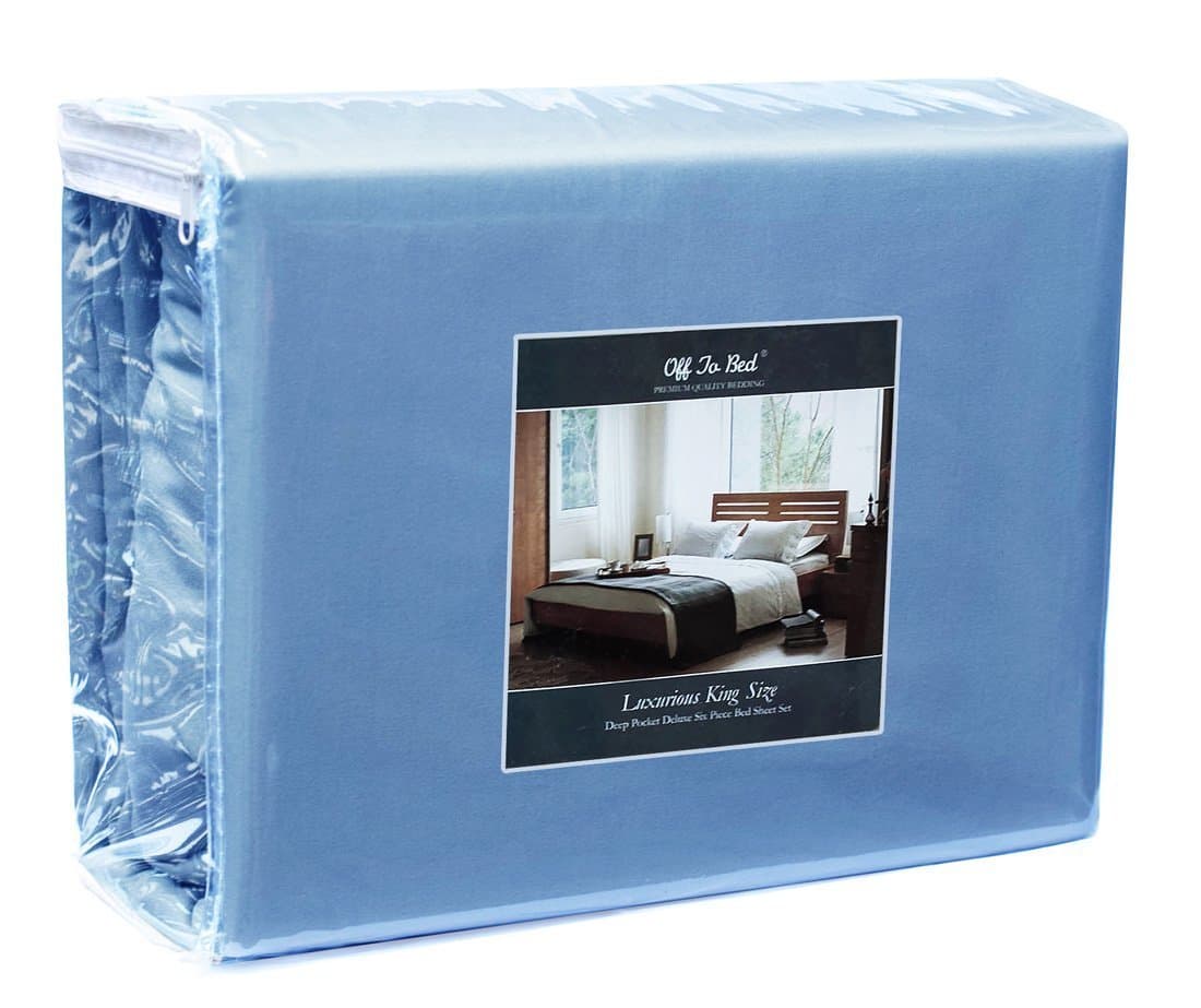 Off to Bed 6 Piece Brushed Microfiber 1800 Luxury Bedding Set, Deep Pocket Wrinkle, Fade and Stain Resistant Hypoallergenic, Full, Serenity Blue
