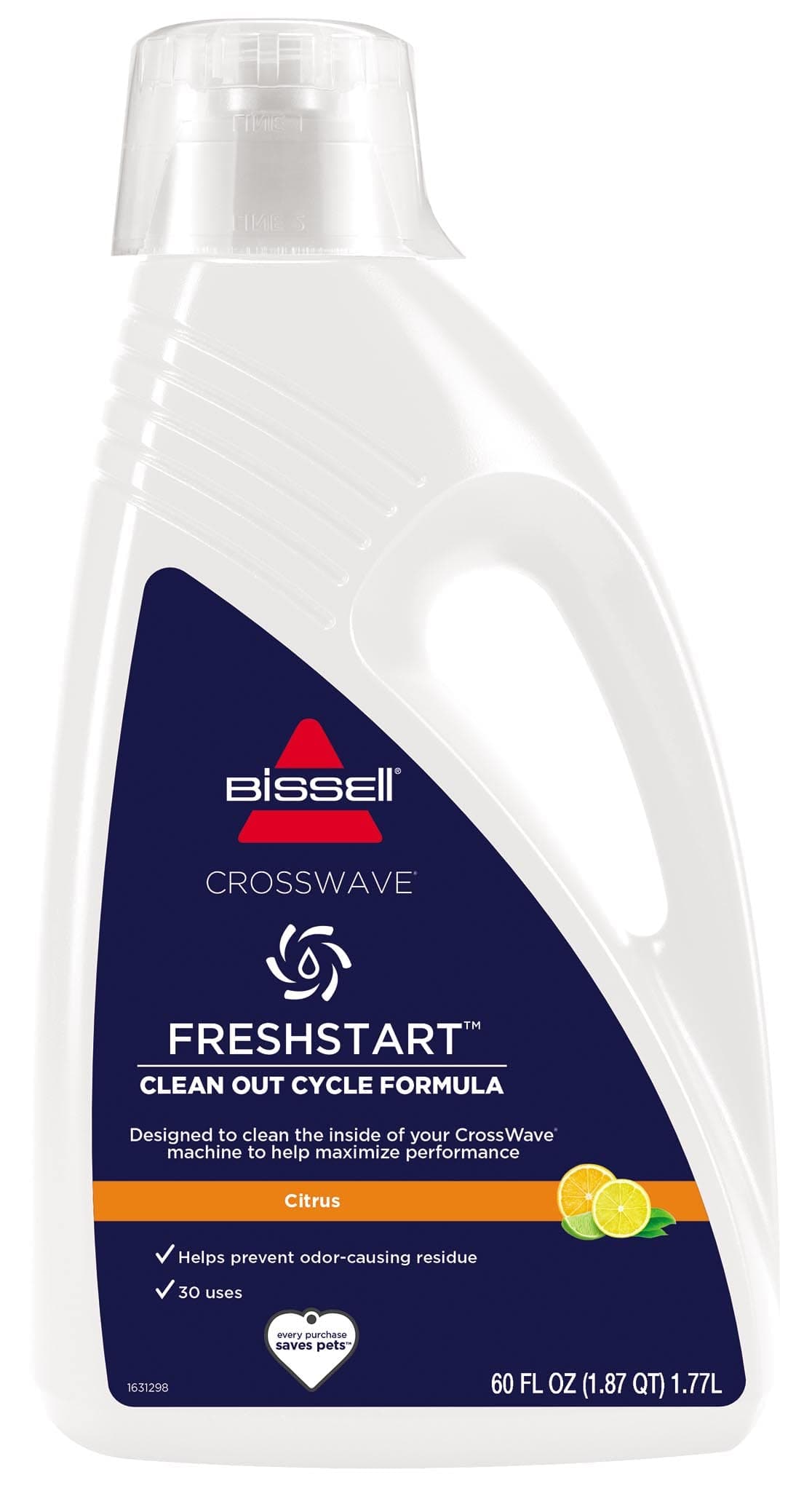 Bissell FreshStart CrossWave Cleanout Formula, 3557, 60oz, Prevent Odor-Causing Residue, Clean inside of CrossWave Machine, Citrus