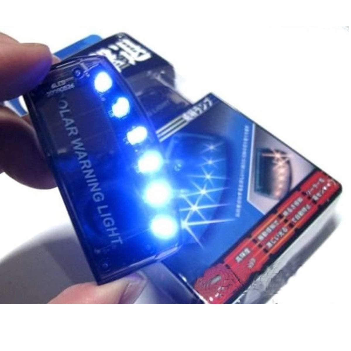 Car Fake Dummy Alarm Led Light Blue 6 LED Warning Light Solar Power Simulated Security Anti-Theft Flashing Light Car Burglar Alarm Light