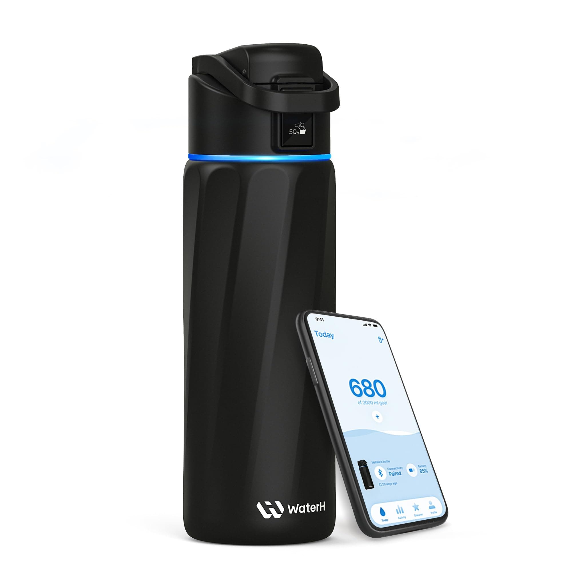 Boost Smart Water Bottle with Reminder to Drink, 24oz BPA-Free Stainless Steel Vacuum Insulated Bottle, Wide Mouth Water Tracker with APP, Ideal for Gift