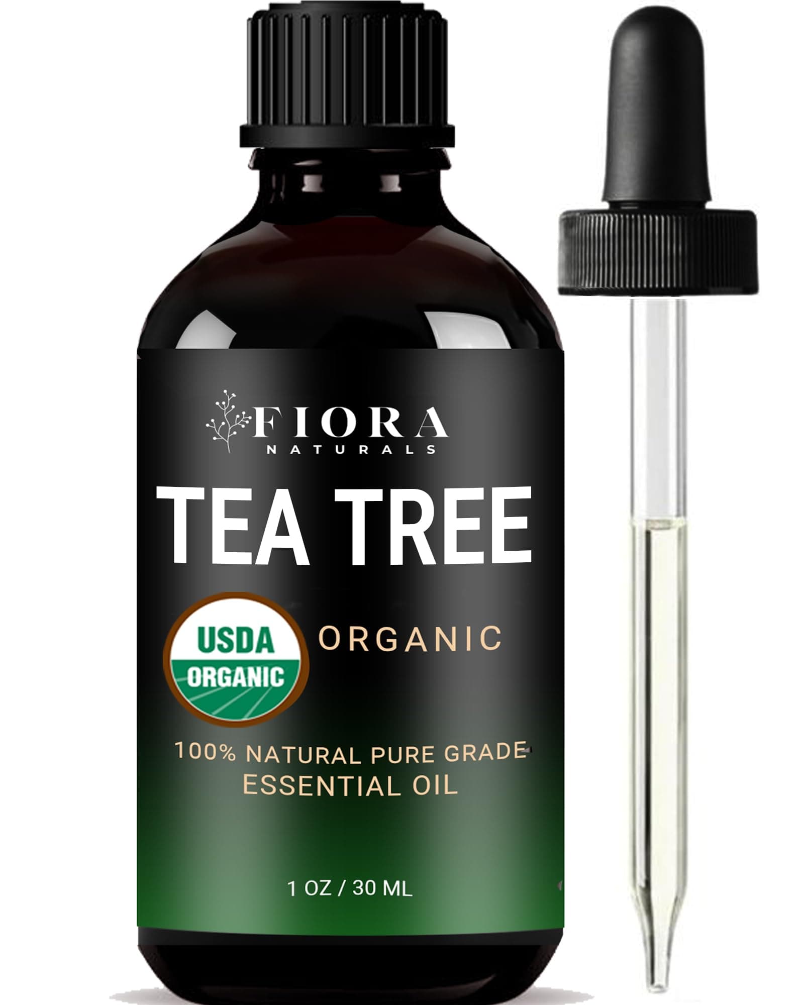Tea Tree Oil – 100% Pure Organic Tea Tree Essential Oil for Skin, Face, Hair, Scalp, Nails, and Toenail – Therapeutic Grade Tree Tea Oil for Acne & Hair Growth – 1 fl oz - By Fiora Naturals