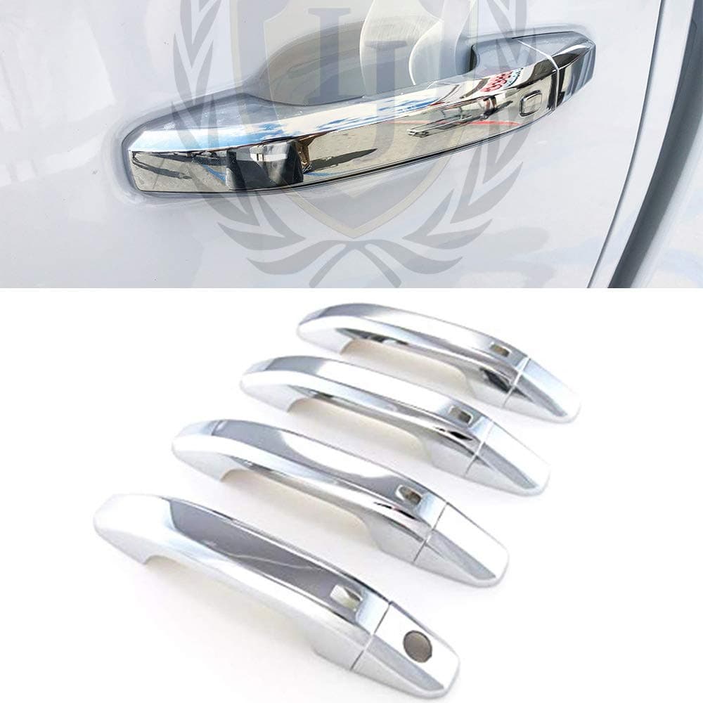 Quality Accessories Triple Chrome Plated Door Handle Covers with 4 Smart Key Cutout for Chevrolet+GMC Trucks