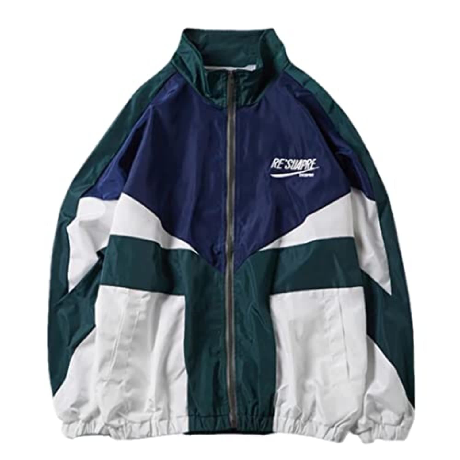 Sumleno Y2k Jacket for Women Zip Up Bomber Jacket Y2k Clothing Racing Varsity Oversized Color Block Coat Unisex