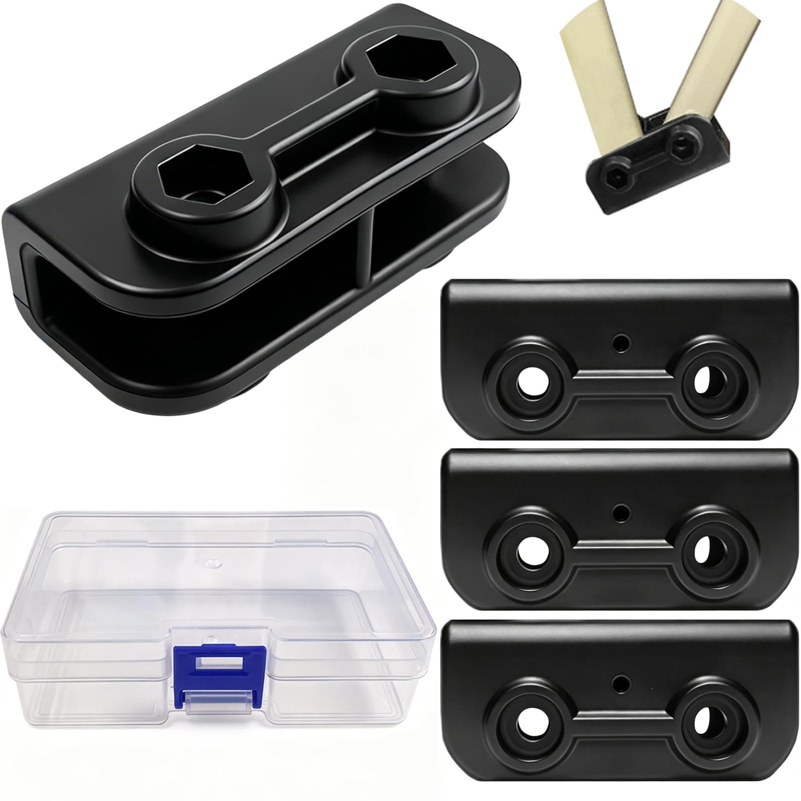 4Pcs 2-Way Pop-up Gazebo Replacement Connector Canopy Tent Replacement Parts Black Rectangular Bracket Truss Connector Canopy Replacement Parts