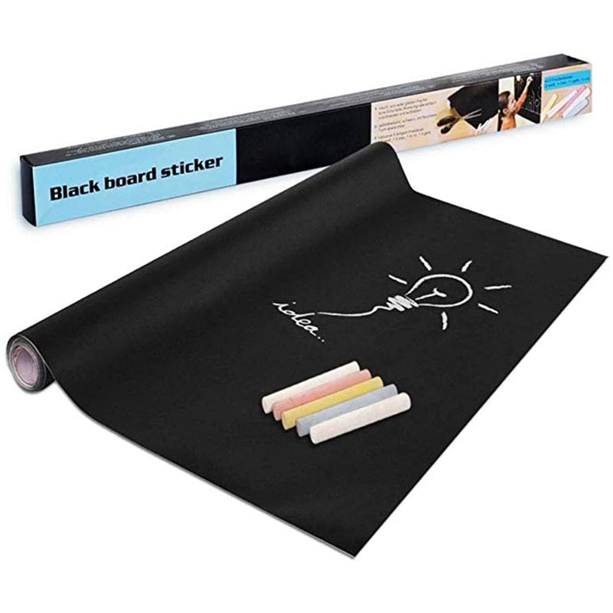 Sulfar Chalkboard Sticker Roll | Self-Adhesive Blackboard Paper for Wall, Writing, Craft & Décor | Chalk Board Vinyl Sheet with 5 Chalks – 17.7" x 78" (6.5 Feet) (1pc)