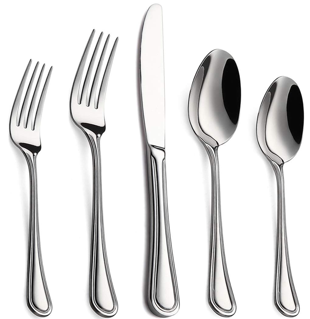 Silverware Set 20-Piece, Stainless Steel Heavy Hammered Flatware Utensils Set Service for 4, Modern Design & Classic Look Cutlery Set, Dishwasher Safe