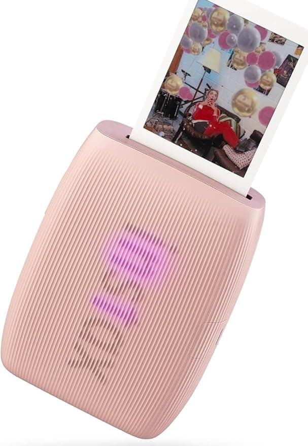 FUJIFILM X Half Digital Camera with Fujifilm Instax Mini Link 3 Smartphone Printer and Sunshine Microfiber Cleaning Cloth... (Charcoal Silver, Rose Pink Printer + 20 Sheets)