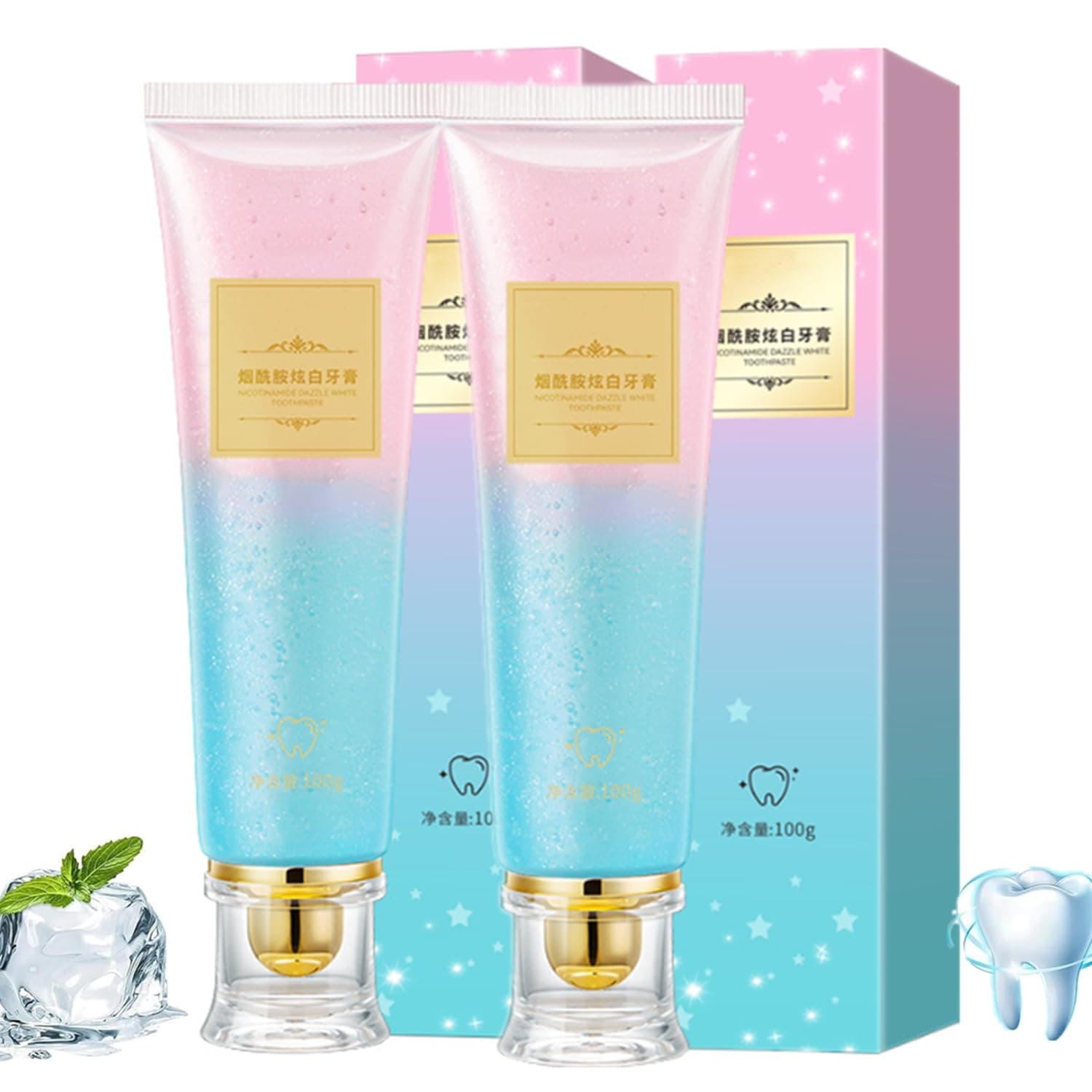 2PC Niacinamide Toothpaste, Niacinamide Whitening Toothpaste, Intensive Nicotinamide White Teeth, Fresh Breath, Stain Removal