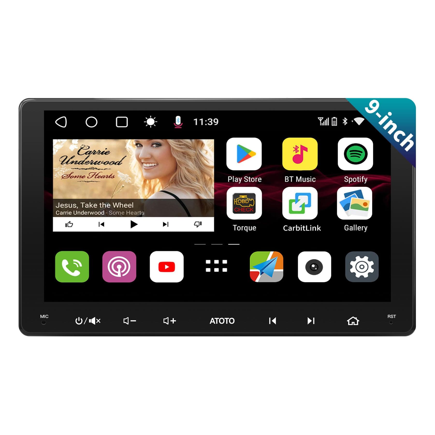 – S8MS 9" QLED 1280 * 720 Android Double Din Car Stereo, Built-in 4G LTE, Wireless Android Auto & Wireless CarPlay In Dash GPS Navi, GPS Tracking, 4G+32G, Dual Bluetooth, LRV&VSV, SCVC,S8G2094MS