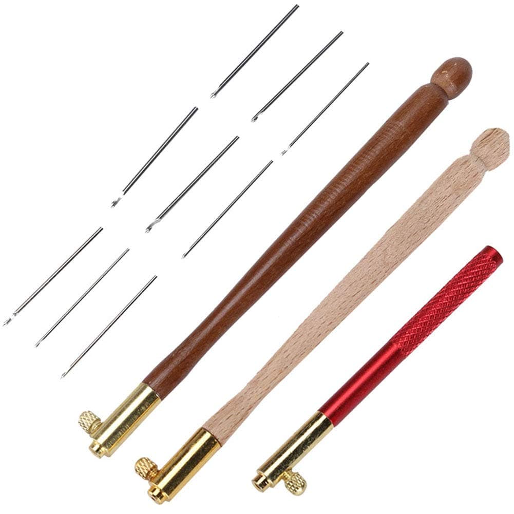 – Tambour Hook with 9 Needles (0.7mm, 1mm, 1.2mm), Embroidery Crochet Hooks Ergonomic Handles Latch Beaded Needle for Embroidery Beading Knitting DIY Sewing Tool