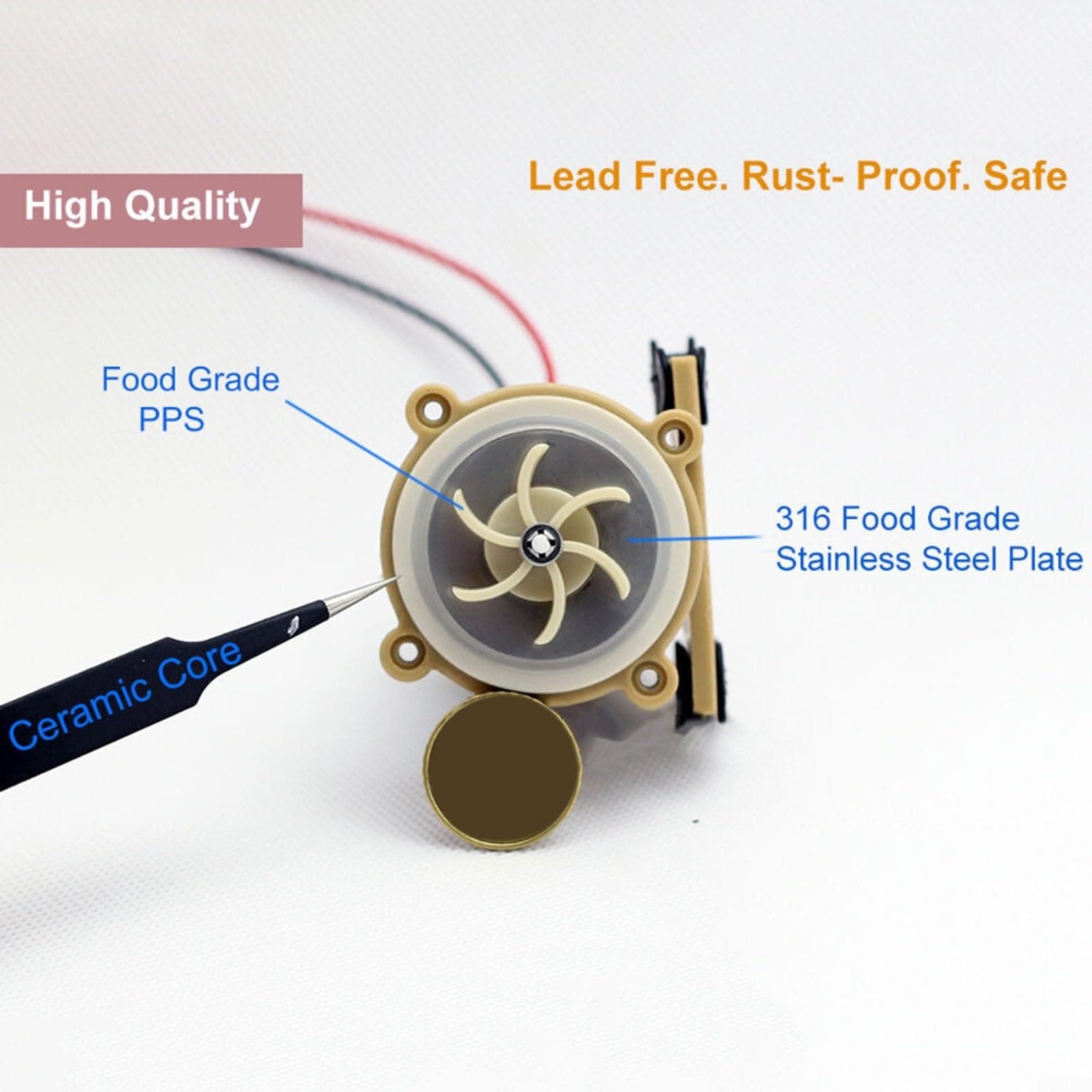 12V Solar Water Heater Low Noise Circulation Pump Discharge Head 2.1gpm