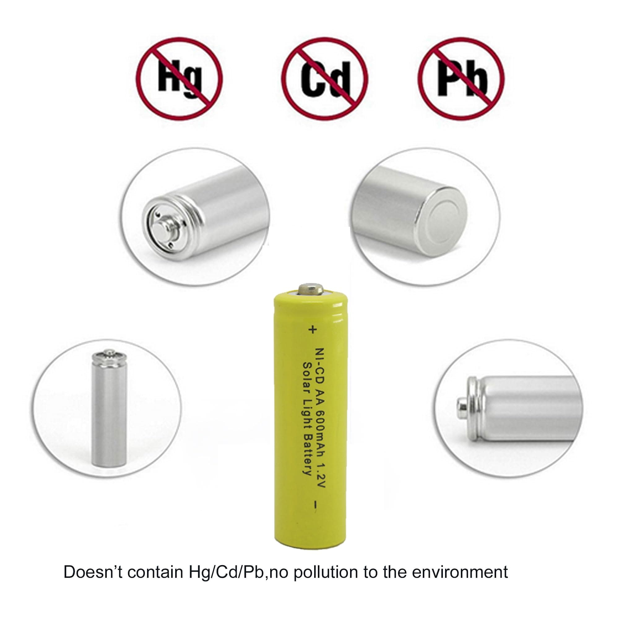 Generic Solar Light AA Ni-CD 600mAh Rechargable Batteries (Pack of 12)