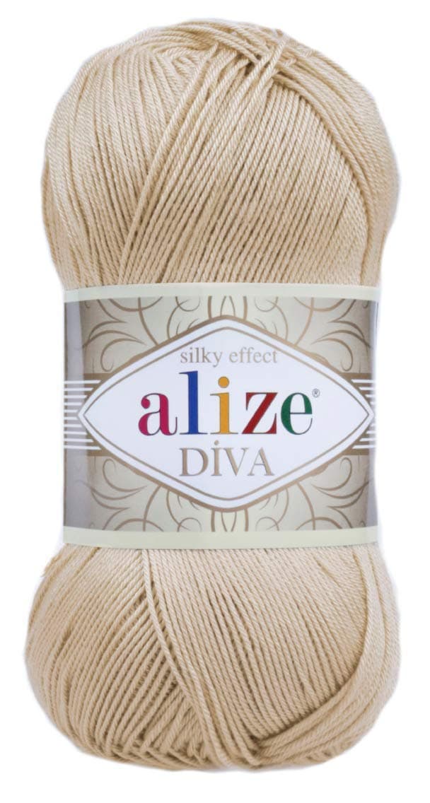 Diva Silk Effect 100% Microfiber Acrylic Yarn 1 Ball/Skein 100gr 383yds Color (368 - Camel)