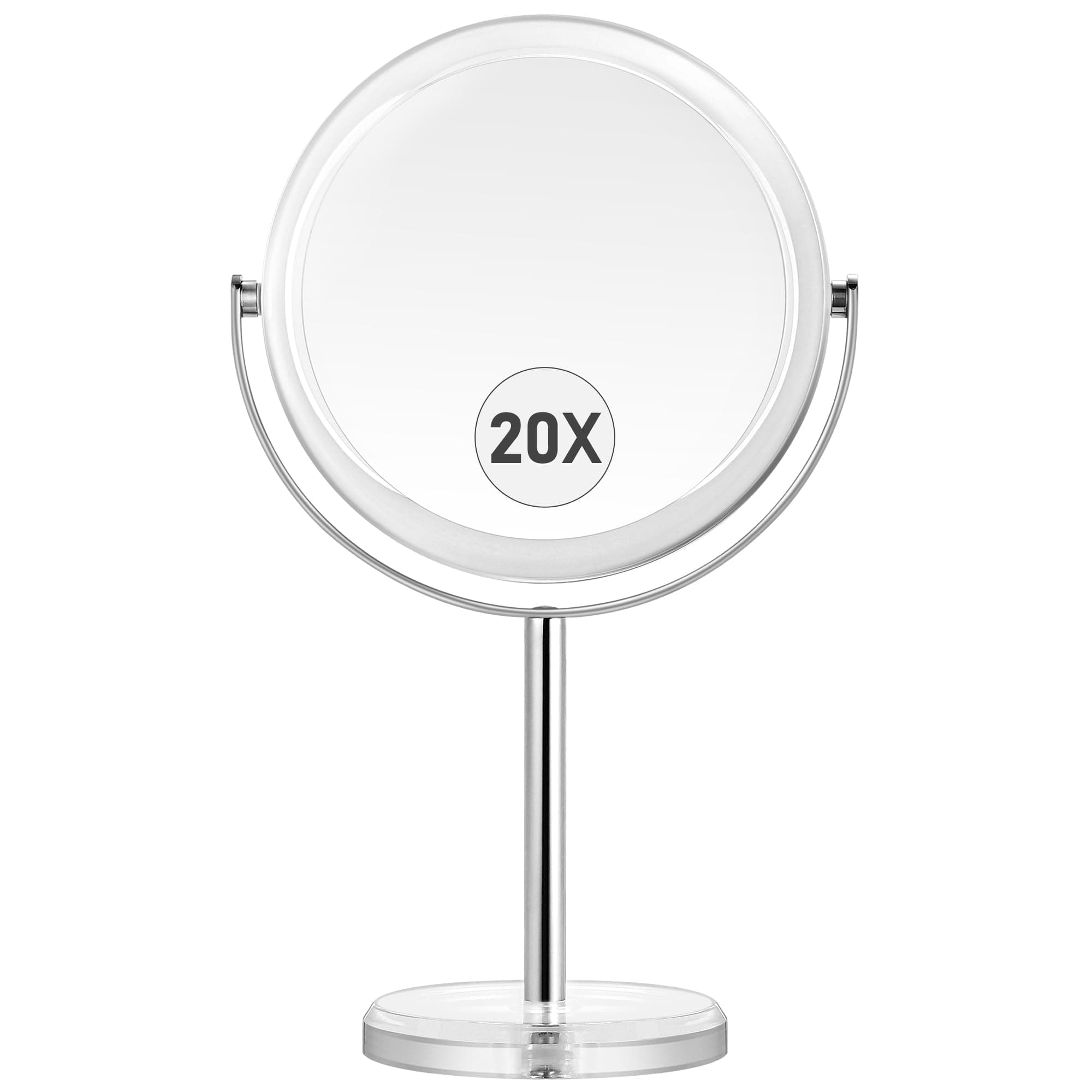 20X Magnifying makeup mirror, Double Sided 1X & 20X magnifying mirror on stand, Magnifying mirror 20x, Tabletop Magnified Vanity Mirror with 360°Rotation for Bathroom or Bedroom, 32x20cm