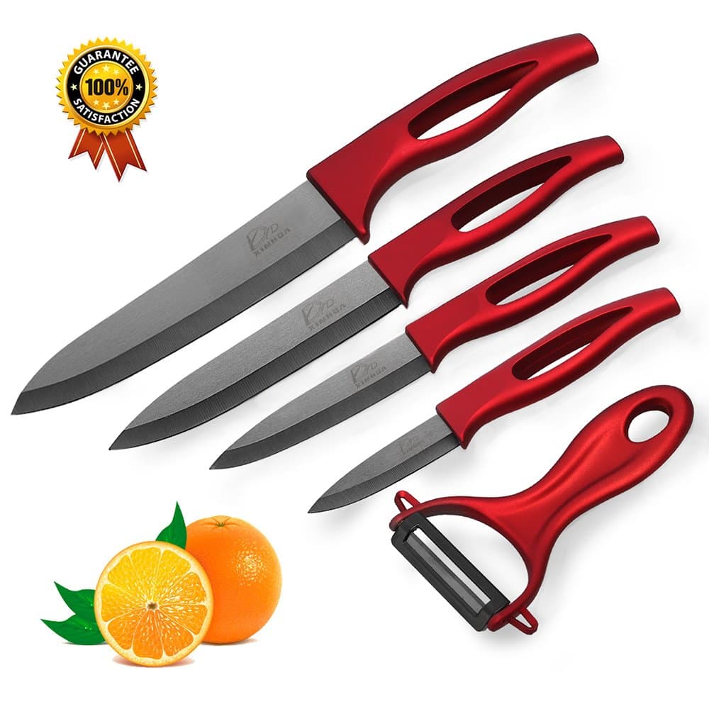 Ceramic knives Set 5 Piece Kitchen Knives with Stain Resistant Professional Knife Utensils Used for Bread Fruit Vegetable and Chef Knives