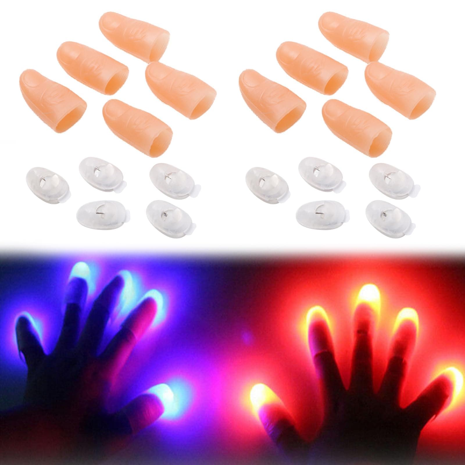 Magic Thumb Light, Glowing Finger Lights, Magic Prop Fake Finger Lamp, Thumbs Light, Light on Fingers, Light Thumbs Magic Trick Prank Tools, Magic Prop For Performance, 10PCS