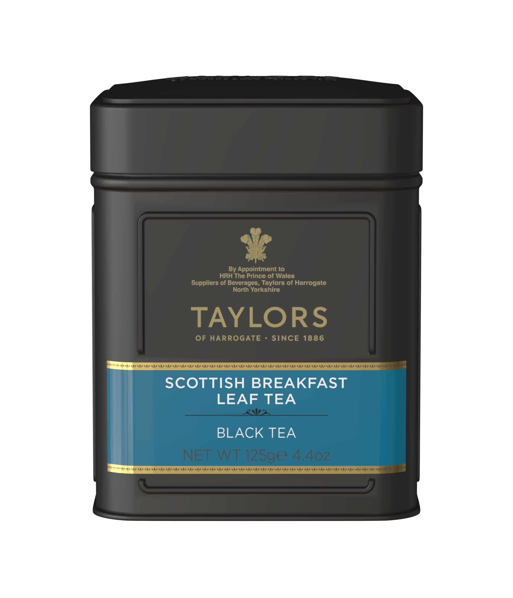 Scottish Breakfast, Black Tea, Loose Leaf, 4.41 Ounce Tin Caddy, Strong, Malty and Full, Caffeinated, Premium Whole Leaf Tea