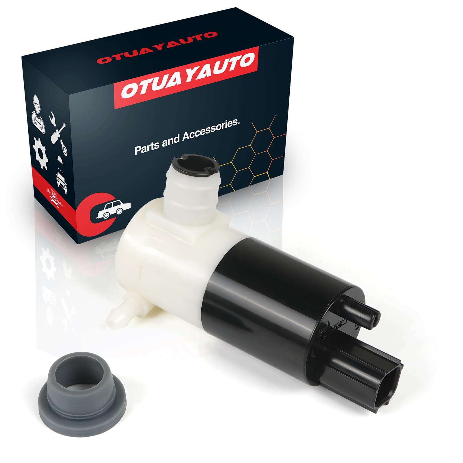 OTUAYAUTO Windshield Washer Pump Replacement for Chrysler | Dodge | Ford | Jeep | Lincoln - Factory OE Style with Grommet 55077241AA