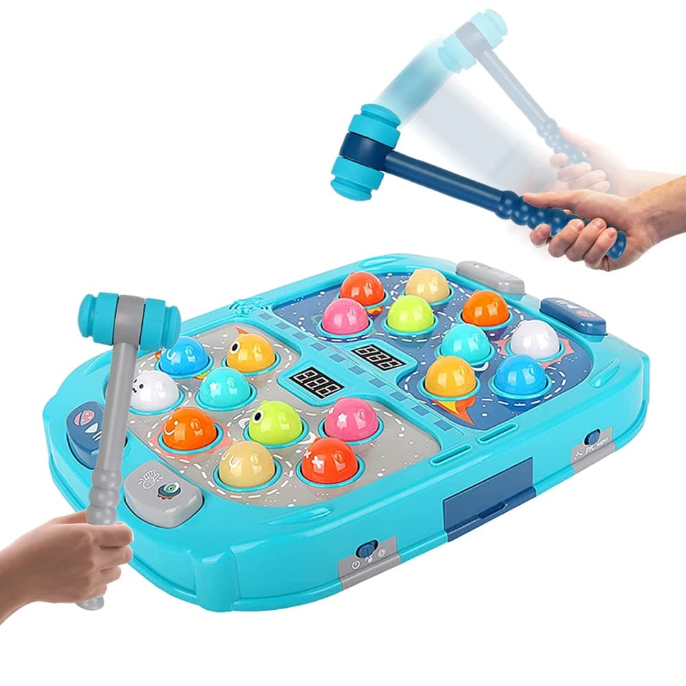 Whack A Mole Game, Toys for 3+ Year Old Boys/Girls, Whack A Mole Game for Toddlers, Pounding Toy for 3 4 5 6 7 8+ Kids, Interactive Educational Toys with Sound and Light, PK Mode with 2 Hammers (1)