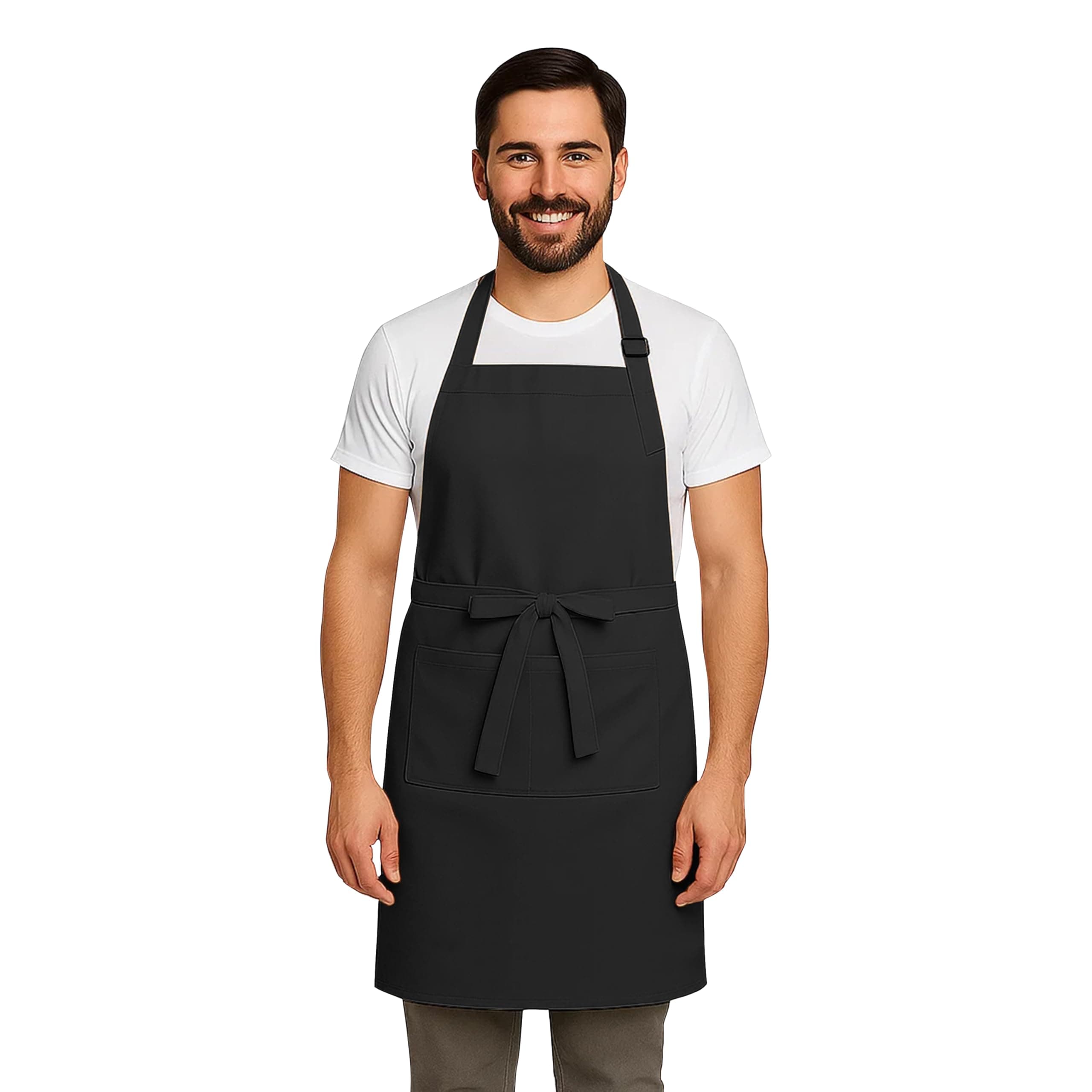 CRASOME Apron for Kitchen | Unisex Cooking Apron with 2 Pockets and Adjustable Straps | Apron for Chef, Hotel, Cafe, Restaurant, Gardening, Workshop