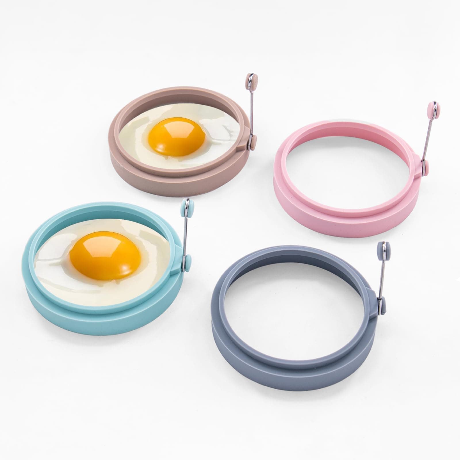 4-Pack Nordic Silicone Egg Rings, Non-Stick Egg Mold - 4 Inch, Colorful