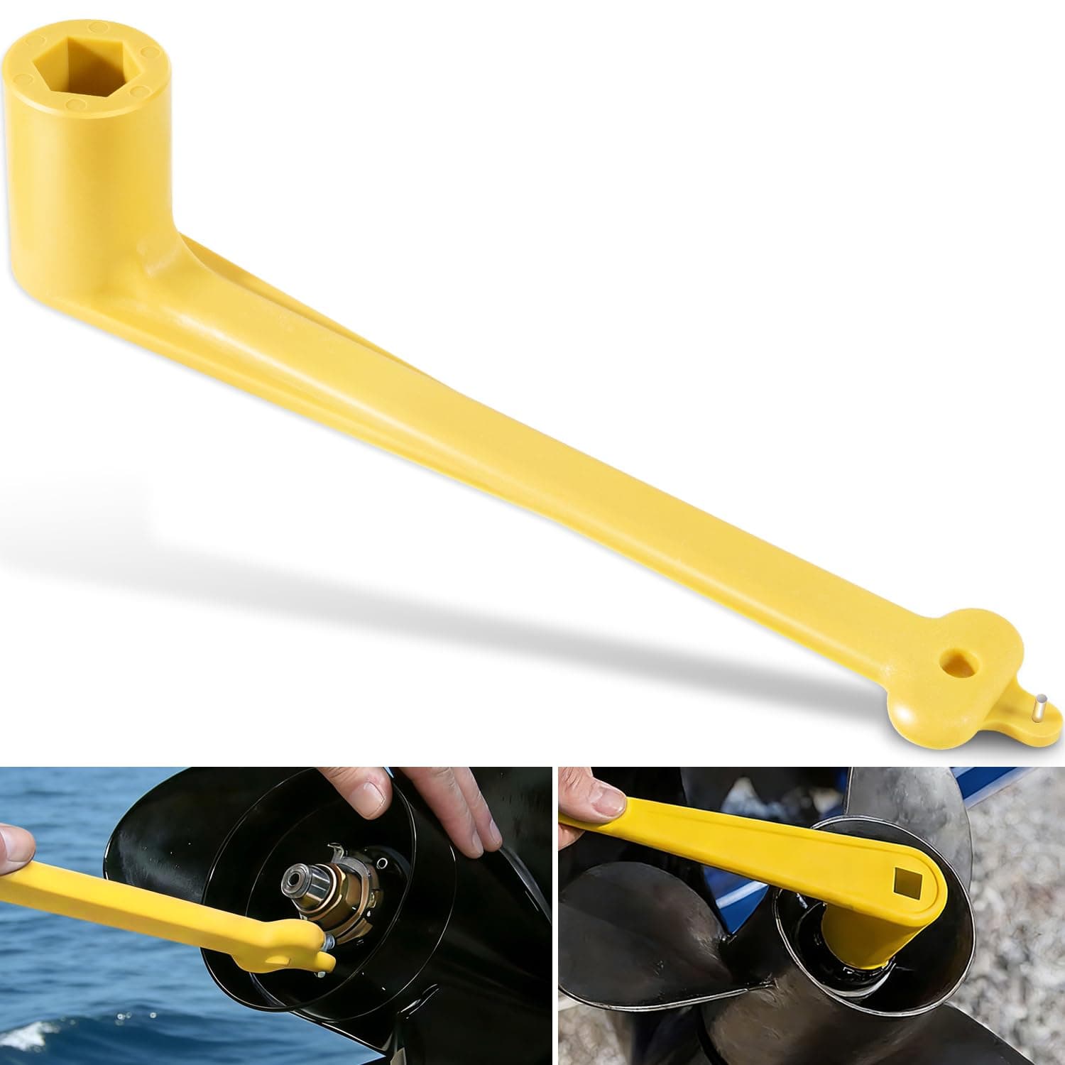 Camoo Polymer Propeller Wrench 1-1/16" Nut Wrench For Mercury OMC Mercruiser Alpha Johnson Evinrude 40HP & UP, Replaces 91-859046Q4 Light Weight, Yellow, Rustproof Plastic (27mm)