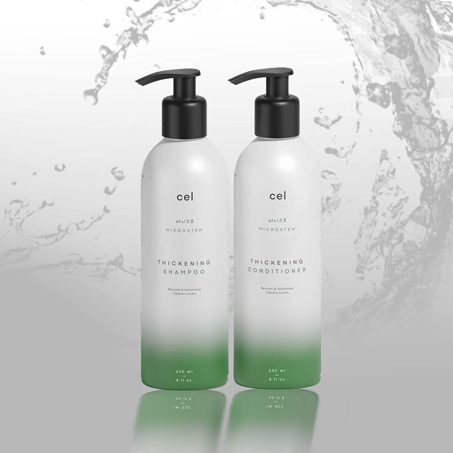 Microstem Natural Hair Thickening Shampoo & Conditioner Set – Stem Cell Anti Thinning Shampoo – Professional Grade Biotin – Sulphate & Paraben Free - Suitable for Men and Women