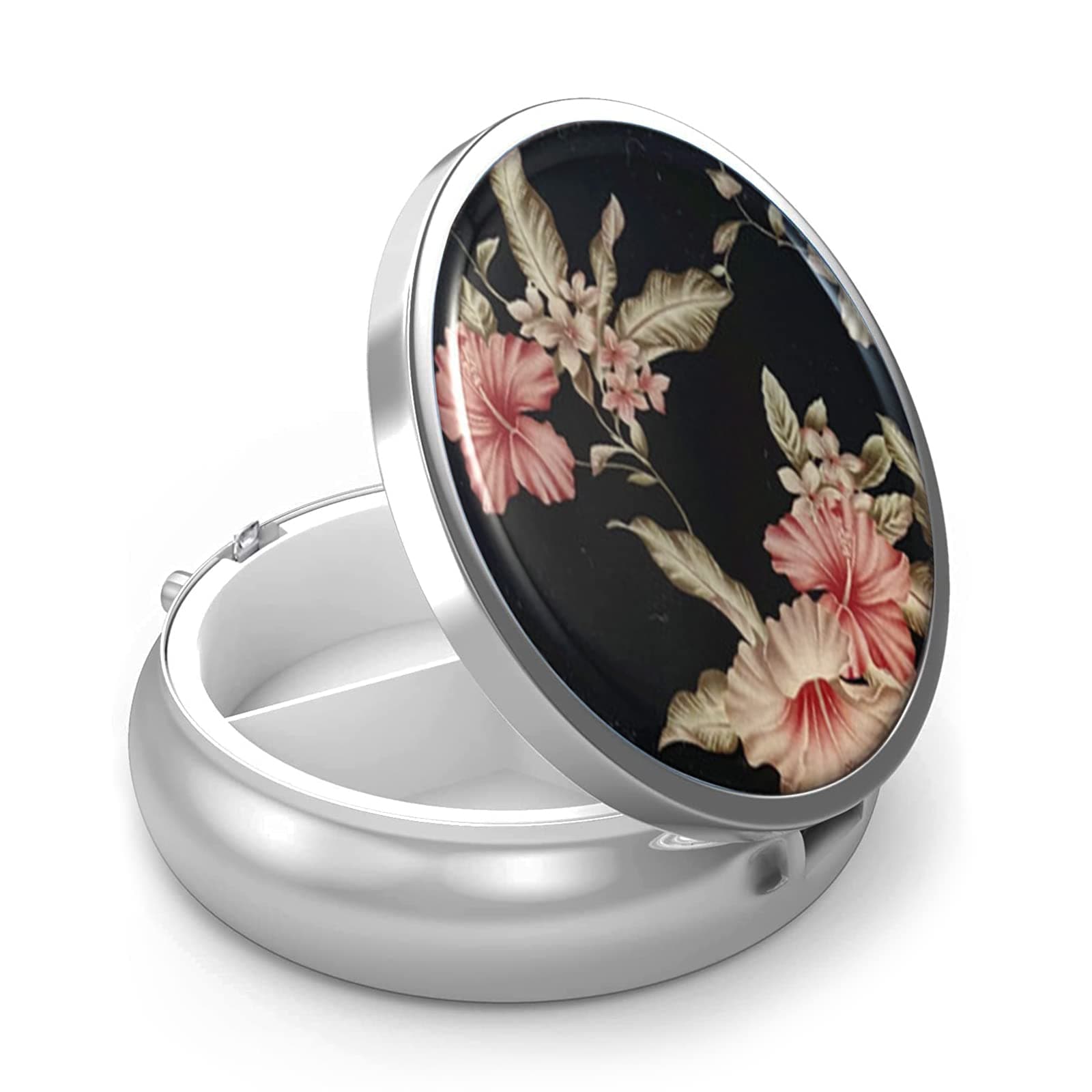 Portable Pill Box Moisture Proof Pocket Pill Organizer Dispenser Cute Compact Nice Tablet Box Travel Daily Pill Case Store Vitamins Medicines Fish Oil Pill Boxes with Compartments (Black)