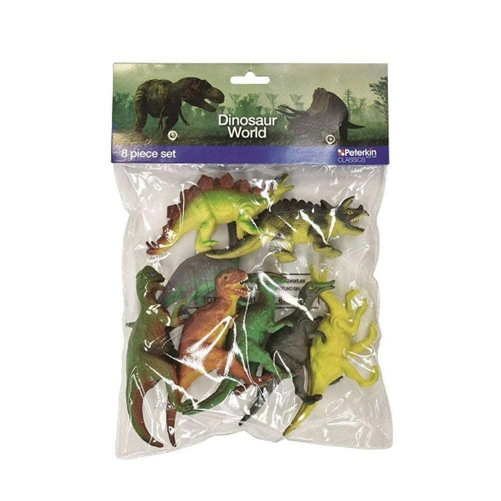CLASSICS | Dinosaur World 8-Piece Set | 12-13cm Toy Figures | Dilophosaurus, Stegosaurus, Parasaurolophus, Brachiosaurus, Trachodon, T-Rex, Triceratops, Raptor | Roleplay Toys | Ages 3+