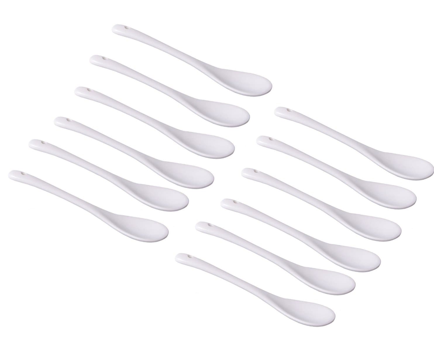 6, 12 or 18-piece porcelain spoon set in ceramic white as serving spoon, dip spoon, teaspoon, egg spoon (12 pieces)