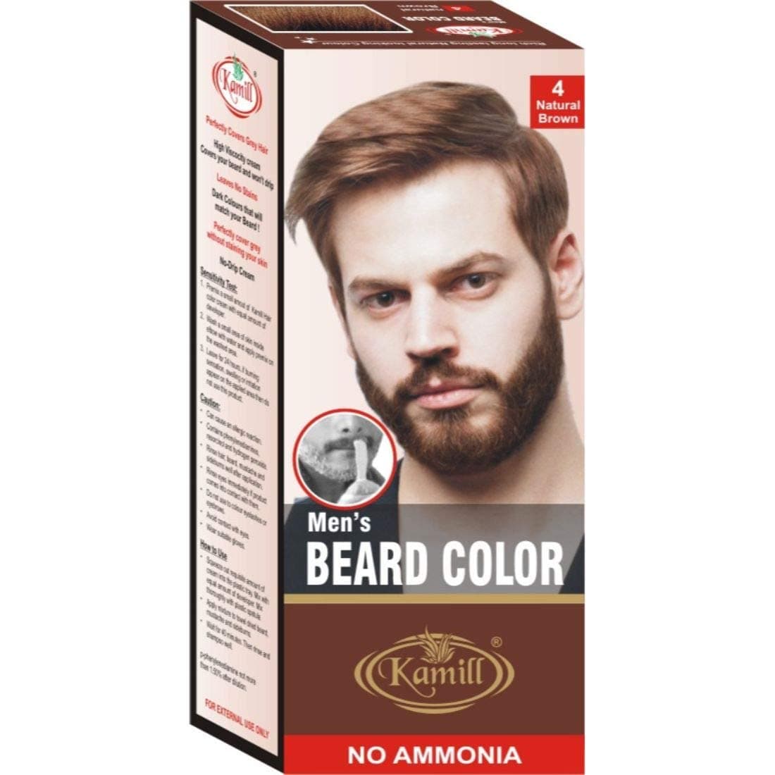 Kamill Men Beard Color with No Ammonia, Easy Use, Maintain Color for Men’s Grooming, Natural Beard Color For Men (Pack Of 2, Natural Brown (Shade -4)