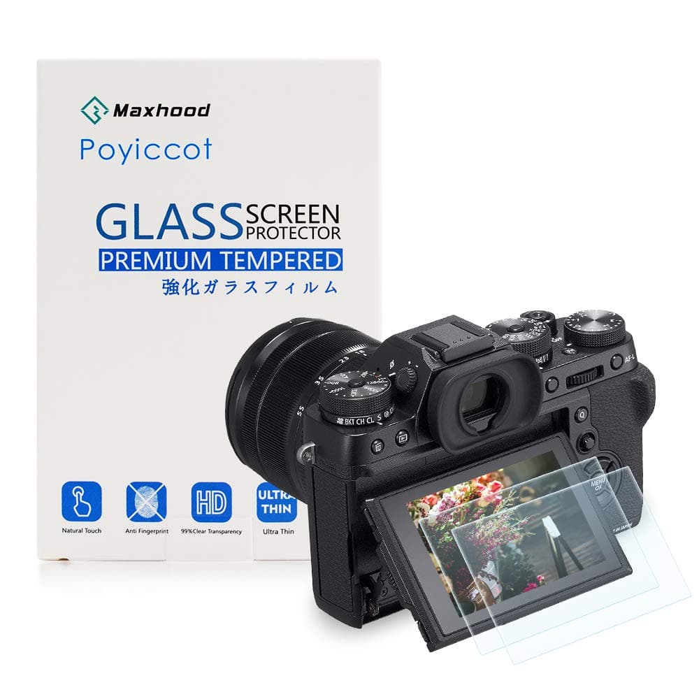 Exuun (2-Pack Tempered Glass Screen Protector for Fujifilm X-T1 X-T2, Anti-Scratch Anti-Fingerprint 9H Hardness 0.3mm Ultra Thin Tempered Glass (for Fujifilm X-T1 X-T2)