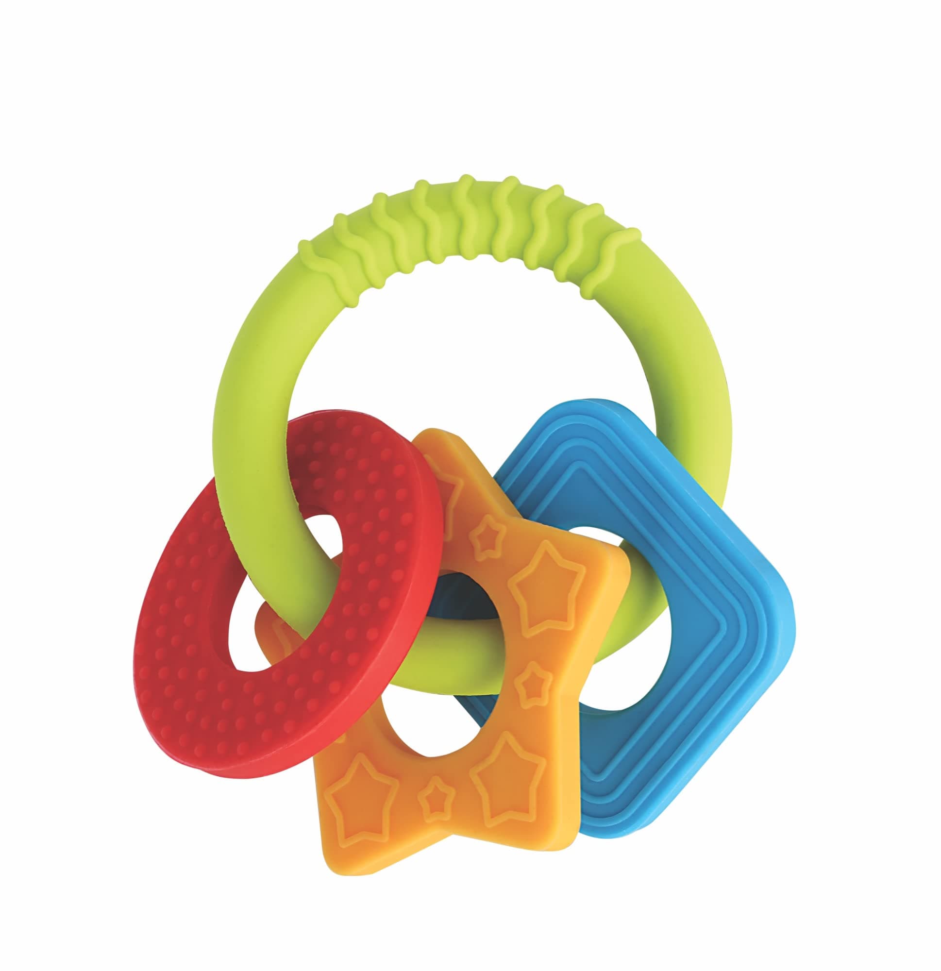 - BEEBABY Chewy Trinkets Silicone Teether, 100% BPA Free, 3M+ (Geometrical Shapes), Assorted, (BB-SCS-CTST01)